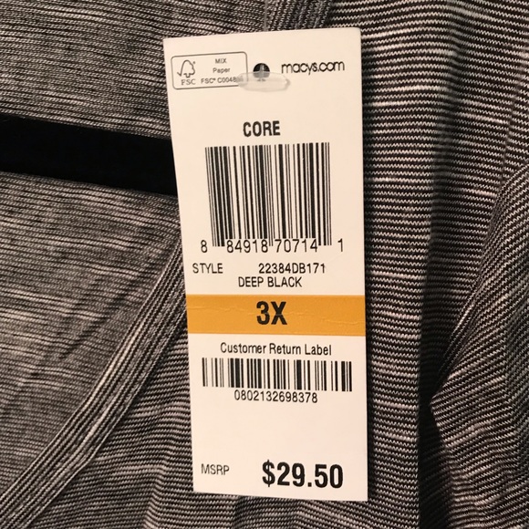 STYLE & CO 3x Black Ruched Sleeve & Side Top - Picture 4 of 6